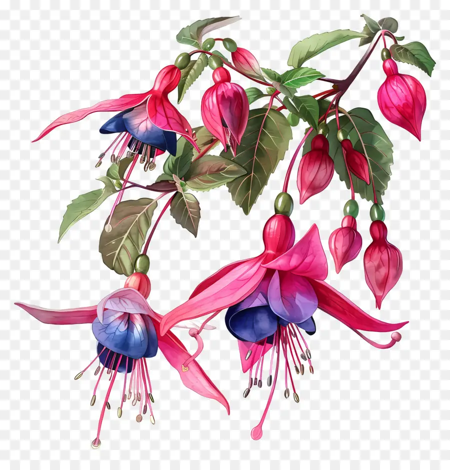 Fleurs Fuchsia，Fleurs Roses PNG