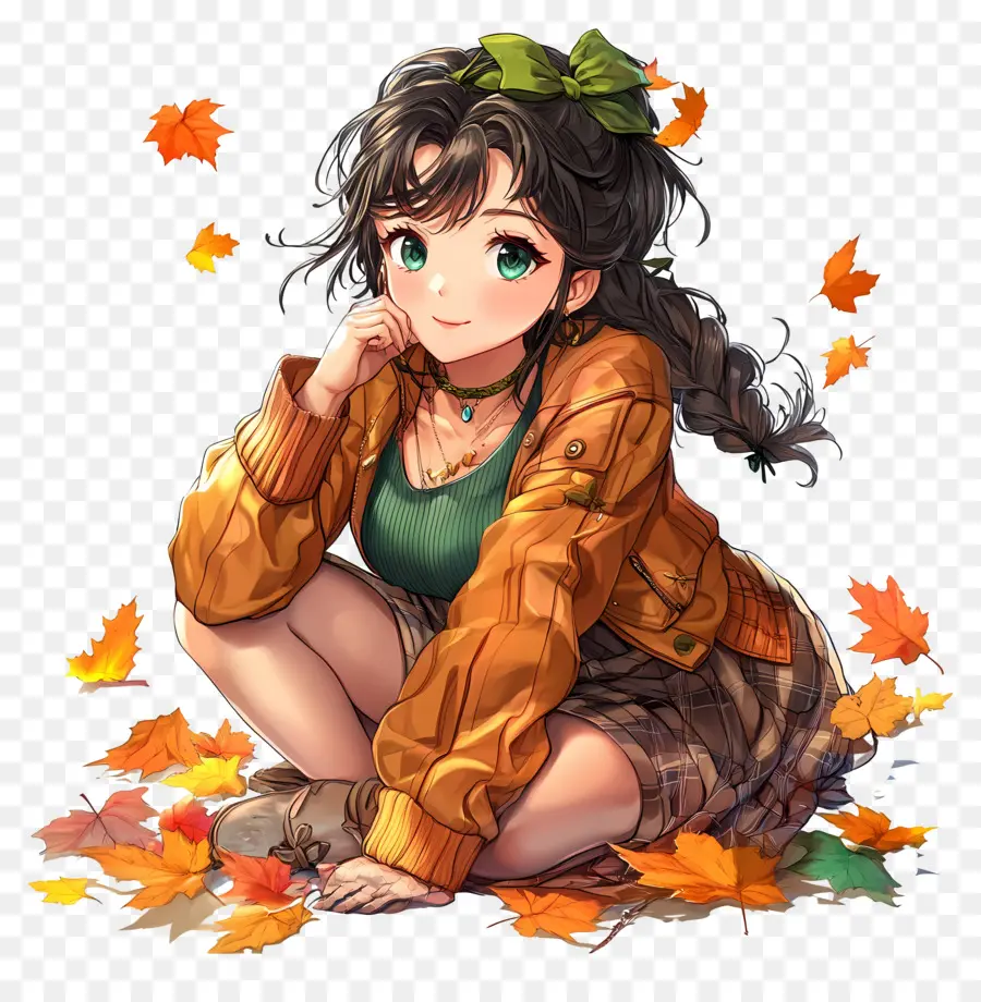 Fille D'automne，Fille Animée PNG