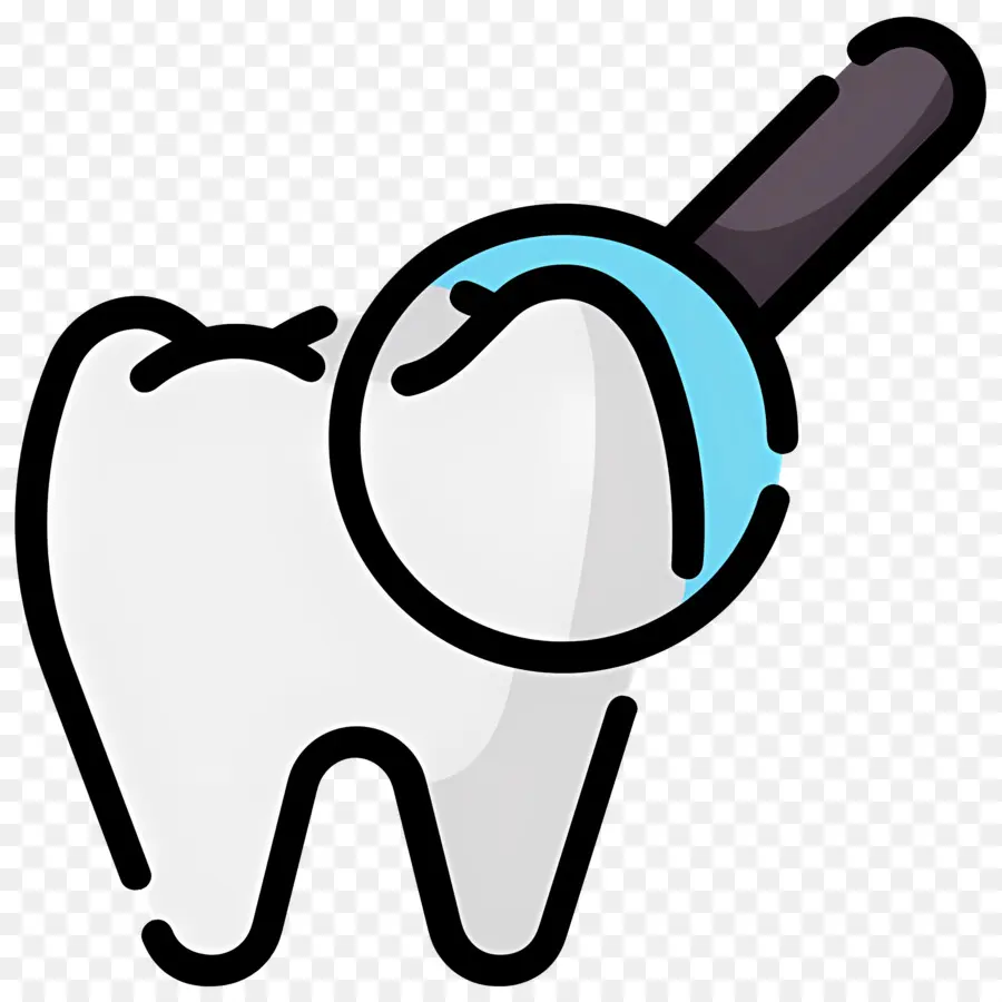 Vérification Des Dents，Dent Avec Loupe PNG