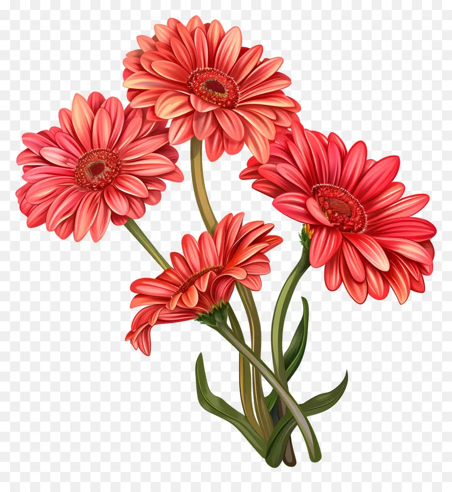 Fleurs De Gerberas，Fleurs Rouges PNG