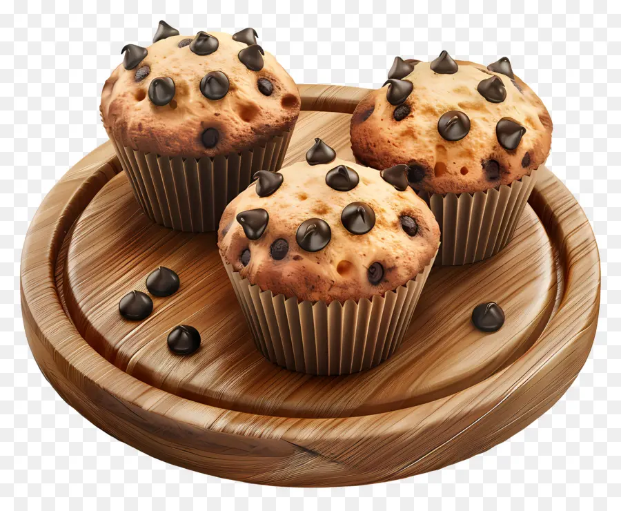 Muffins Aux Pépites De Chocolat，Dessert PNG