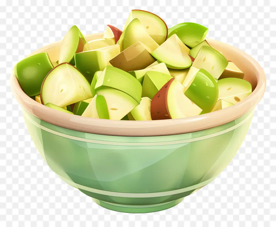 Salade Waldorf，Tranches De Pomme Verte Et Rouge PNG