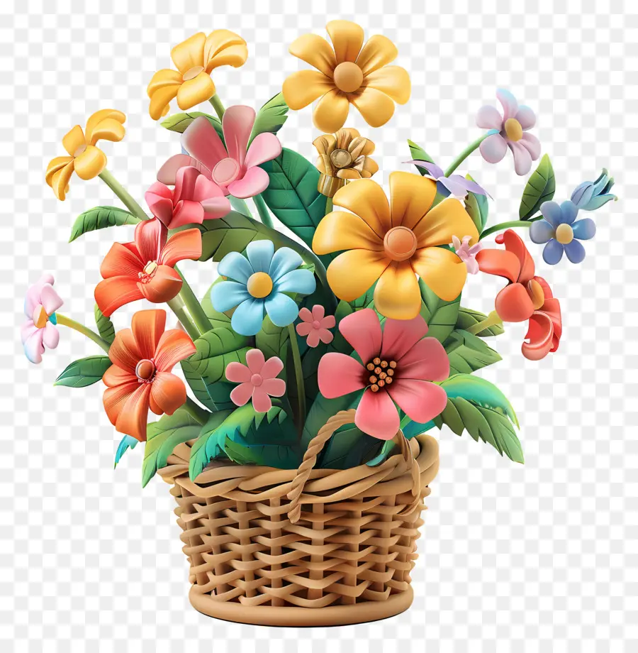 Fleurs Dans Un Panier，Panier De Fleurs PNG