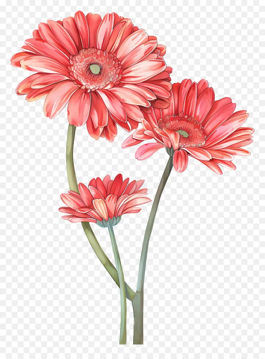 Fleurs De Gerberas，Fleurs Rouges PNG