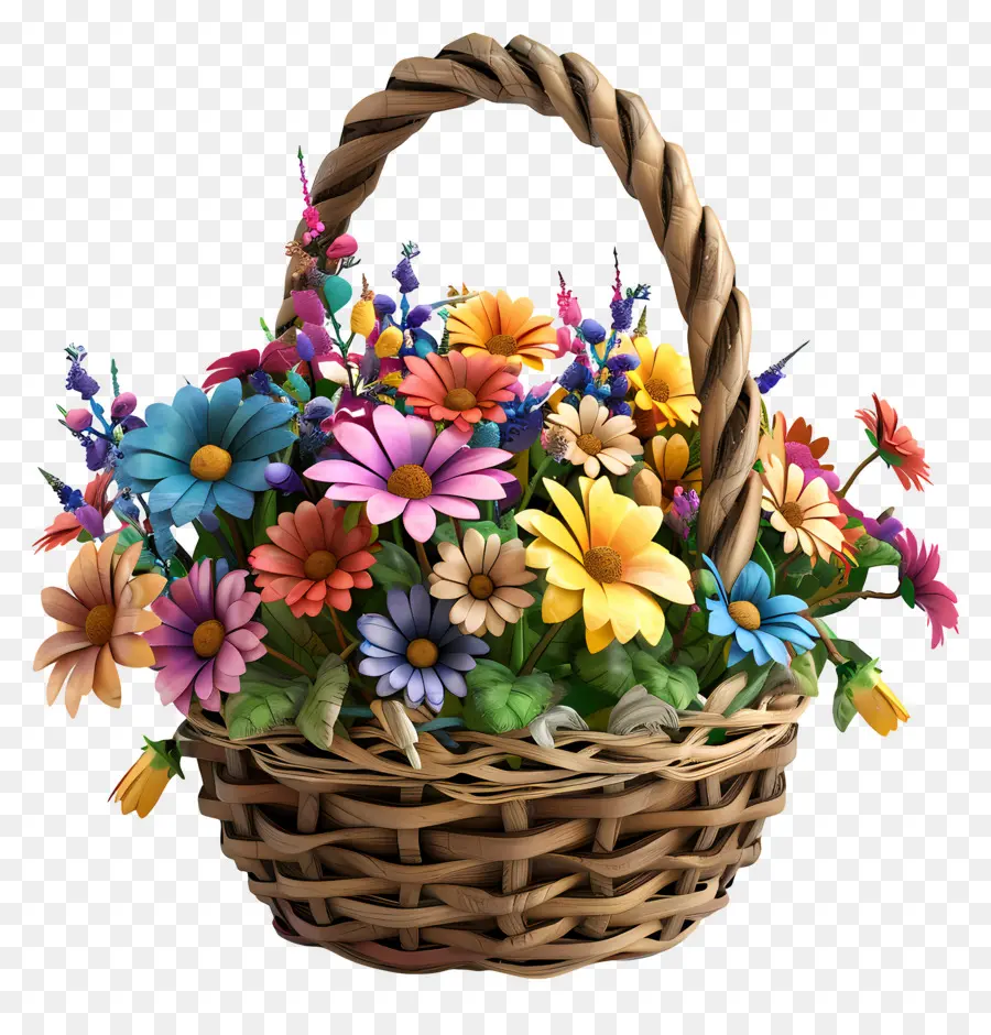 Fleurs Dans Un Panier，Panier De Fleurs PNG