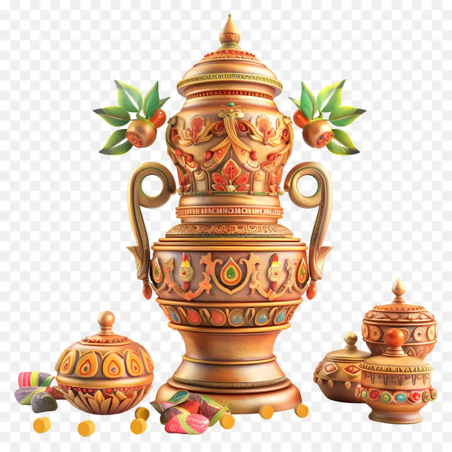 Puja Kalash，Pot Décoratif PNG