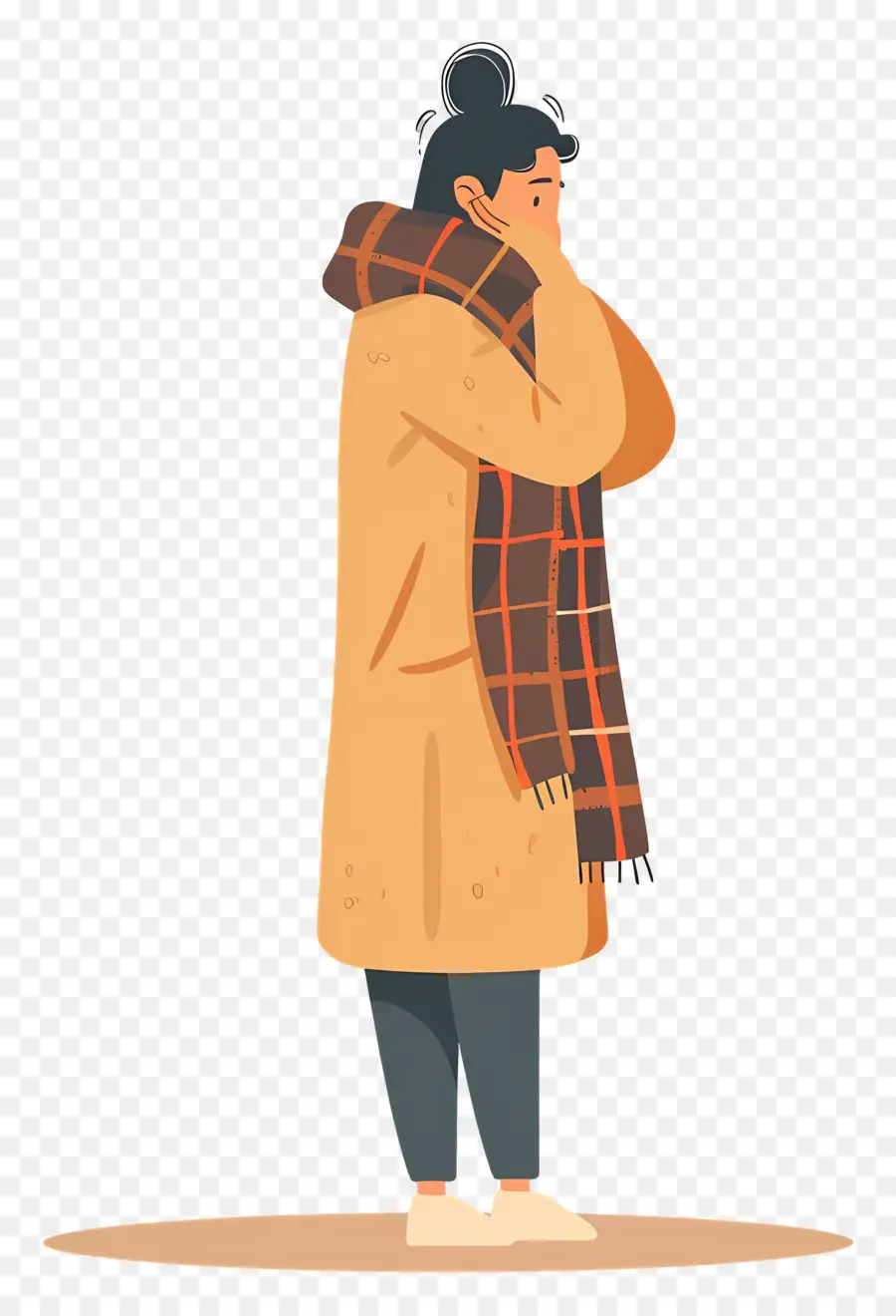 Femme Effrayée，Personne En Manteau PNG