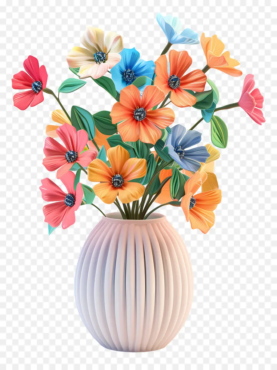 Fleurs Dans Un Vase，Bouquet De Fleurs Colorées PNG