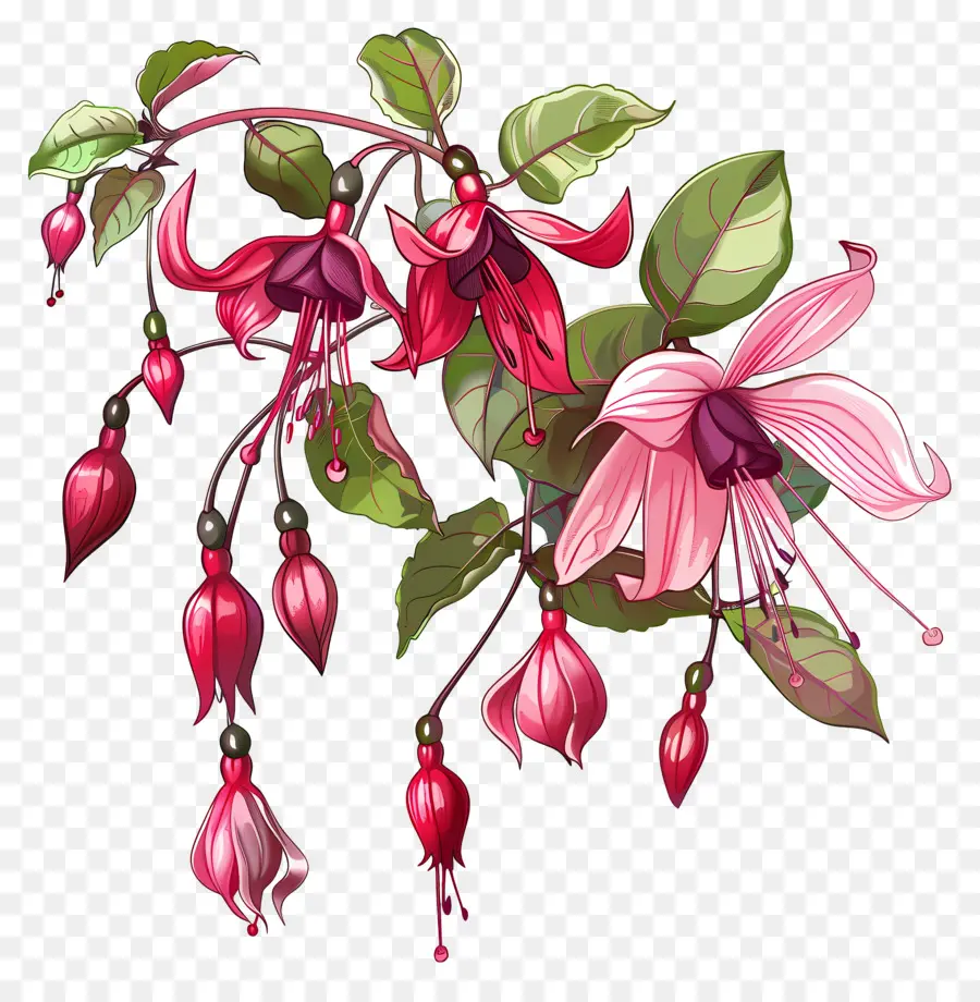 Fleurs Fuchsia，Fleurs Roses PNG