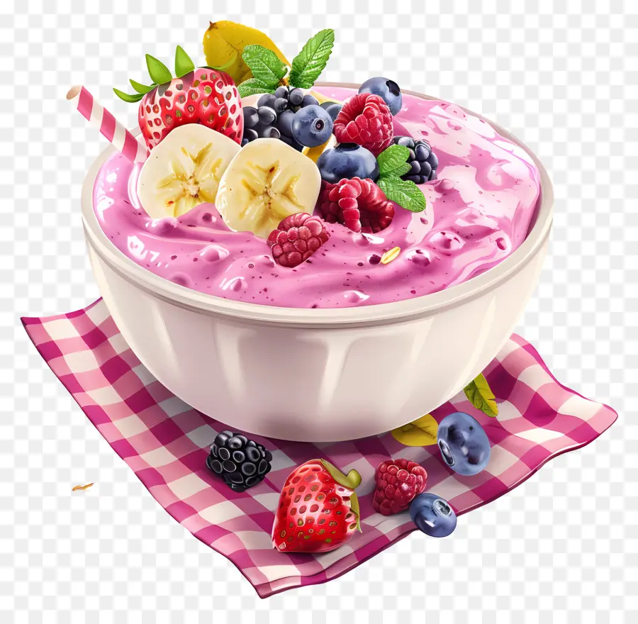 Bol à Smoothies，Bol à Smoothie Rose PNG