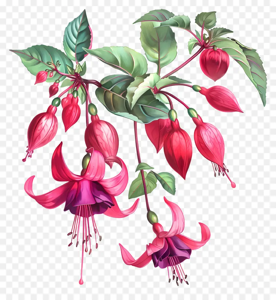 Fleurs Fuchsia，Fleurs Roses PNG