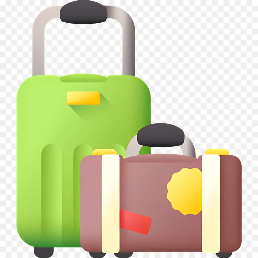 Bagages De Voyage，Valises Vertes Et Marron PNG