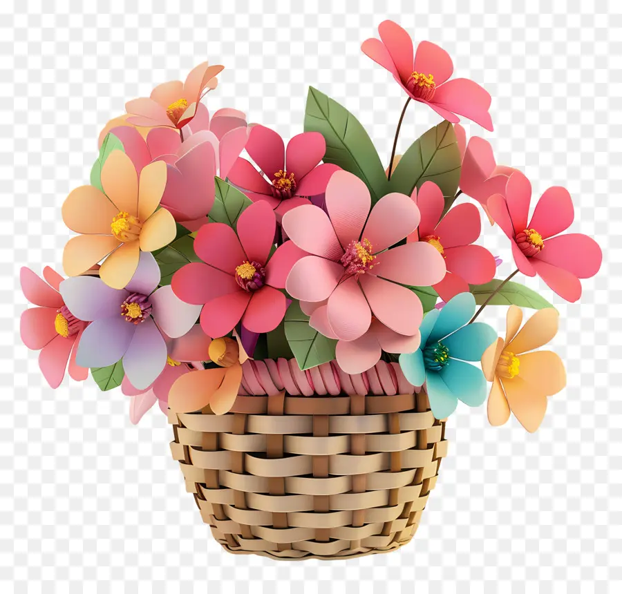 Fleurs Dans Un Panier，Panier De Fleurs PNG