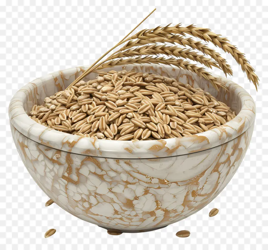 Bol à Céréales，Grains Dans Un Bol En Marbre PNG