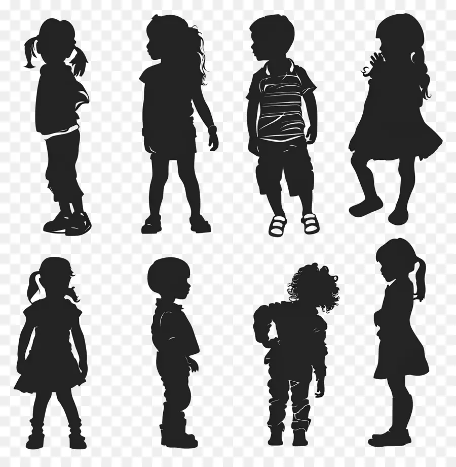 Silhouette D'enfants，Silhouettes D'enfants PNG