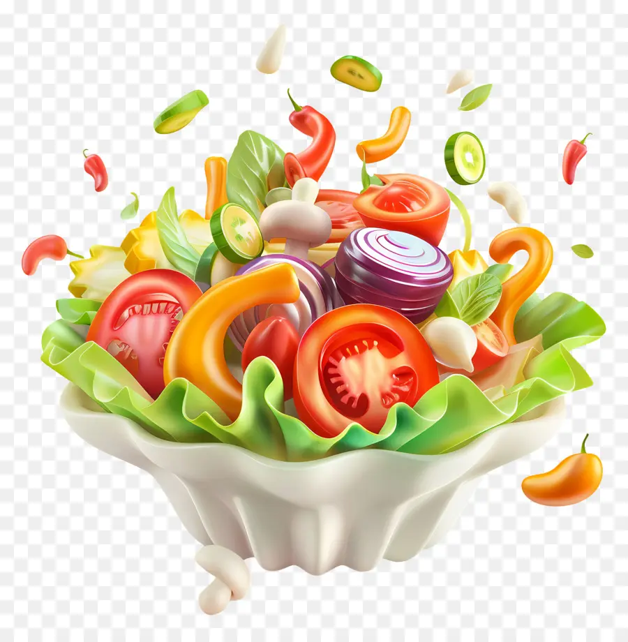 Salade Fraîche，Salade De Légumes Colorée PNG