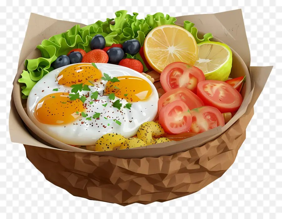 Bol De Petit Déjeuner，Oeufs Et Légumes PNG