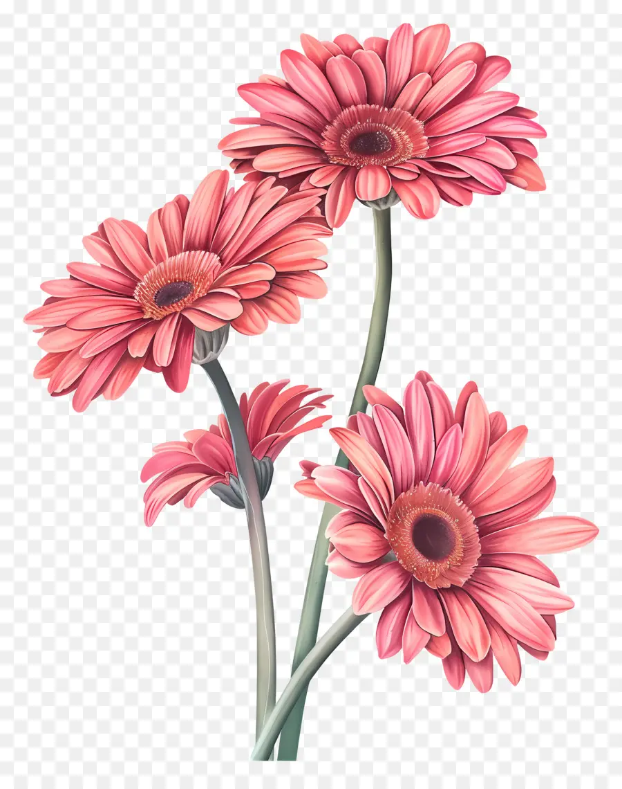 Fleurs De Gerberas，Fleurs Roses PNG