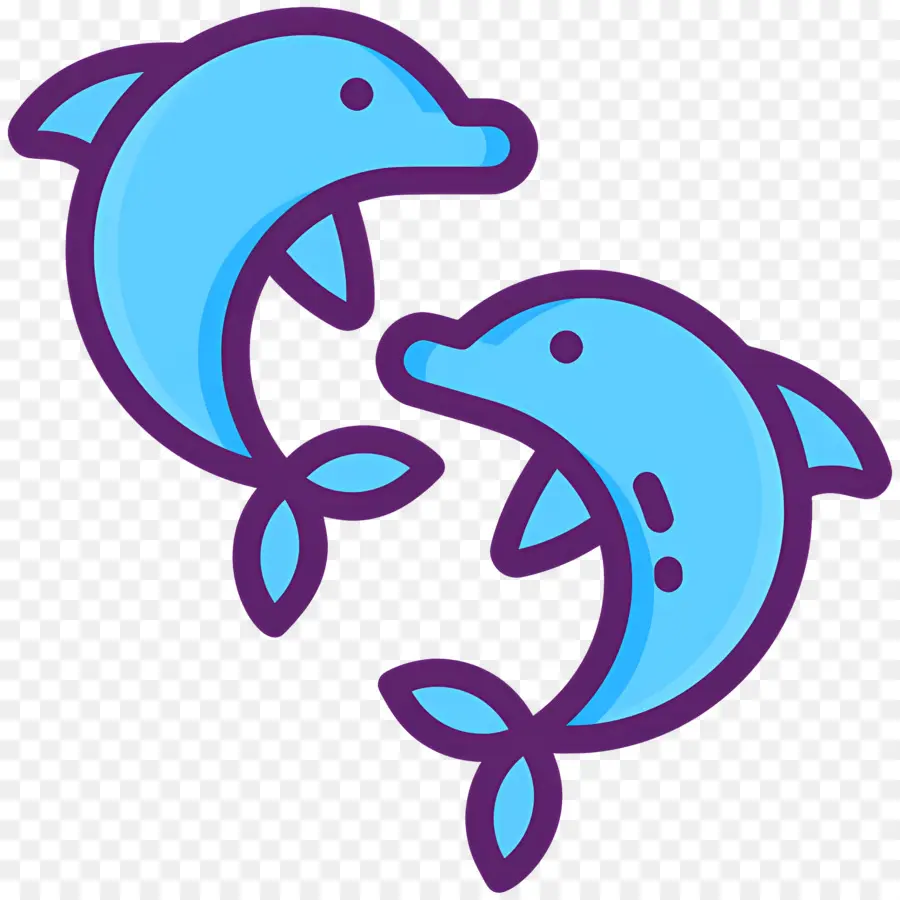 Dauphin，Deux Dauphins Bleus PNG