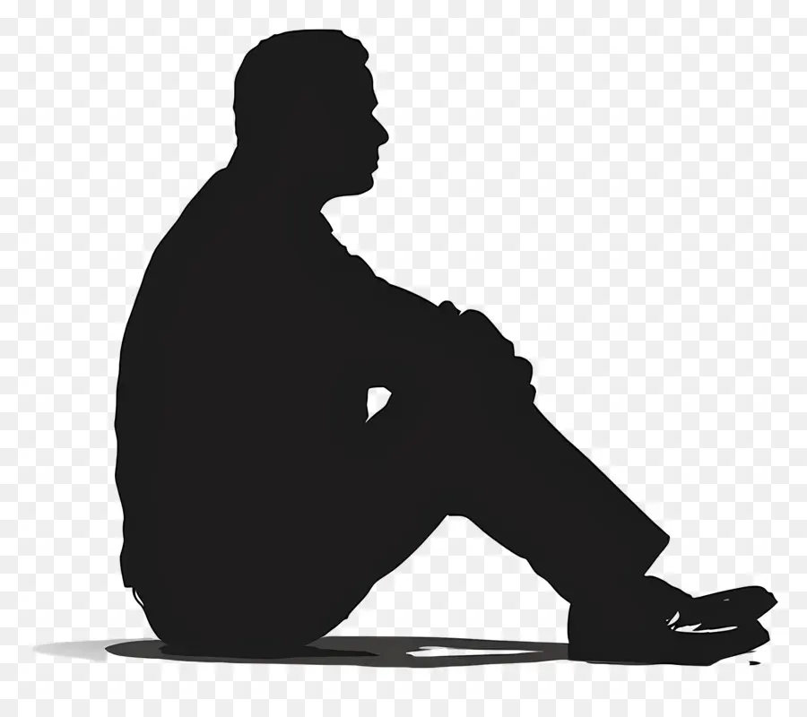 Silhouette Homme Assis，Séance Silhouette PNG