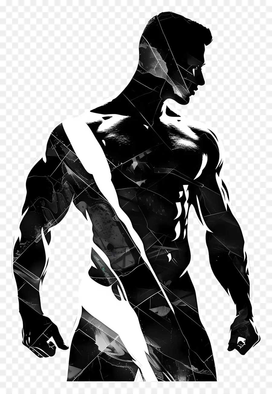 Silhouette D'homme Musclé，Figure Musclée PNG