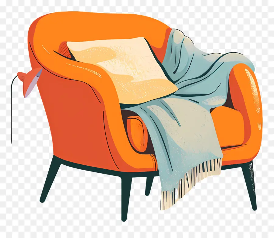 Fauteuil Douillet，Chaise Orange PNG