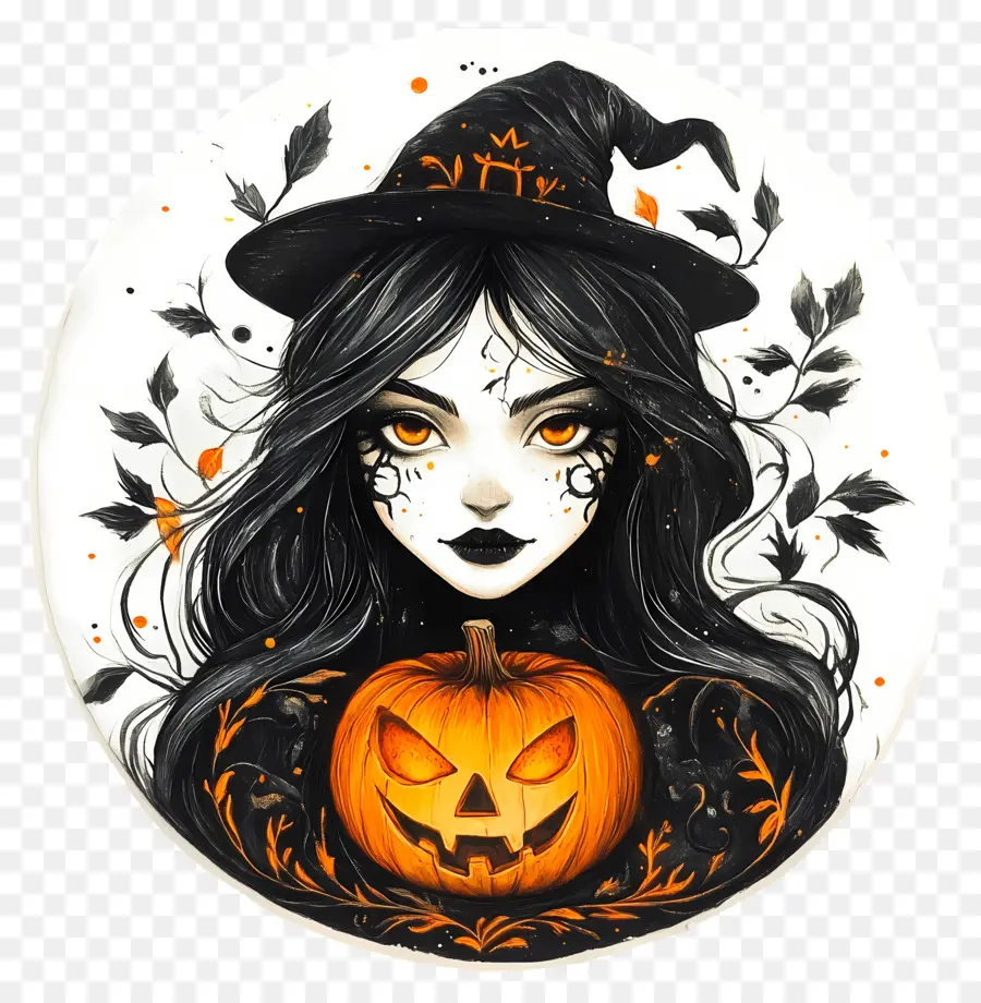 Samhain，Sorcière à La Citrouille PNG