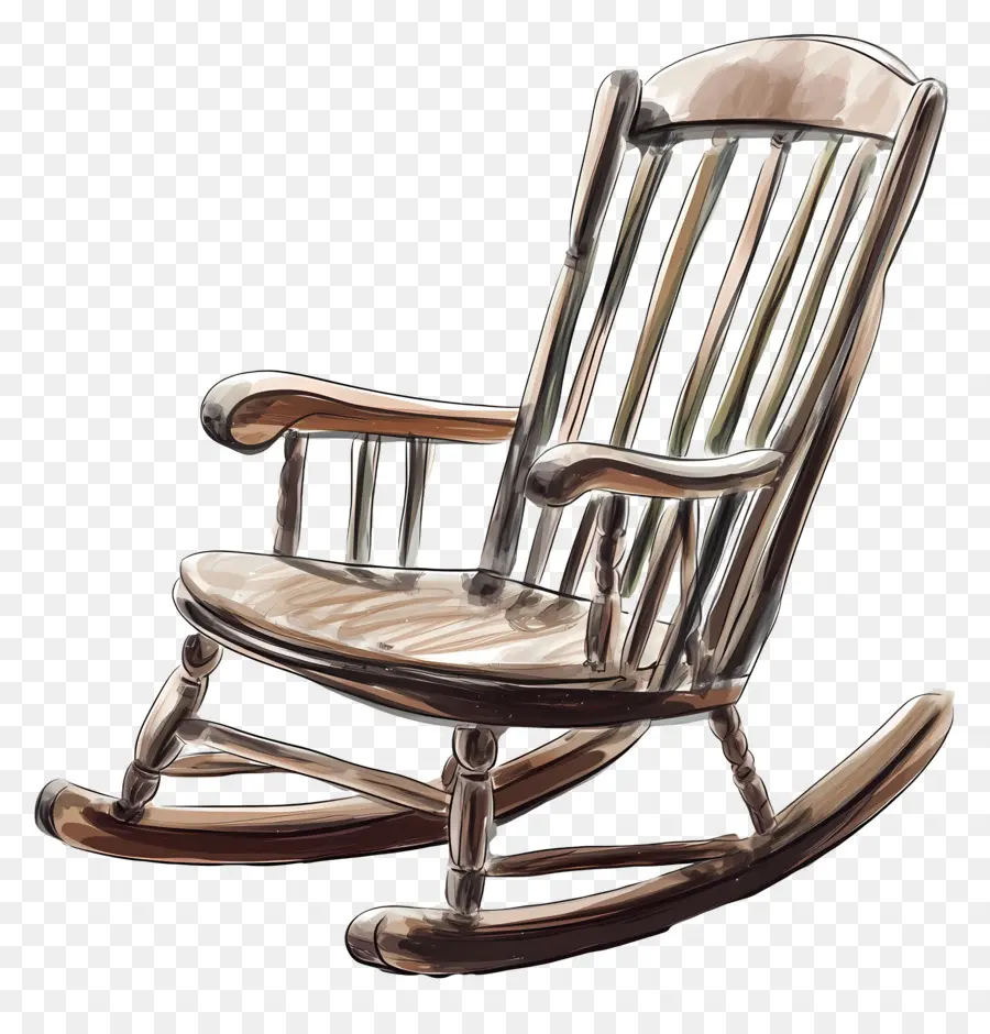 Fauteuil à Bascule，En Bois PNG