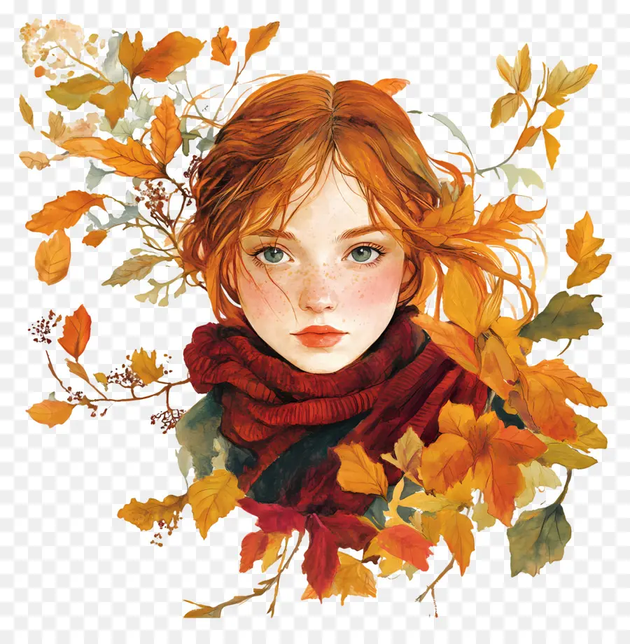 Fille D'automne，Automne PNG