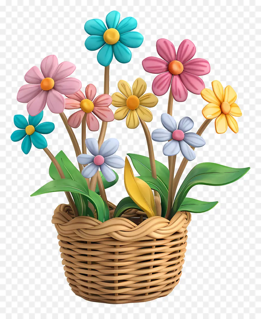 Fleurs Dans Un Panier，Panier De Fleurs PNG