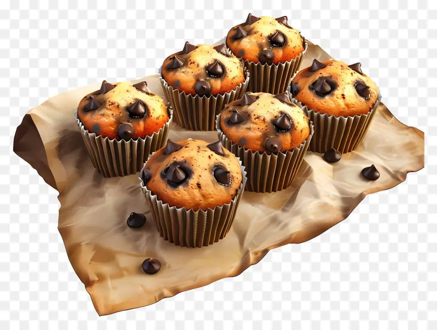 Muffins Aux Pépites De Chocolat，Dessert PNG