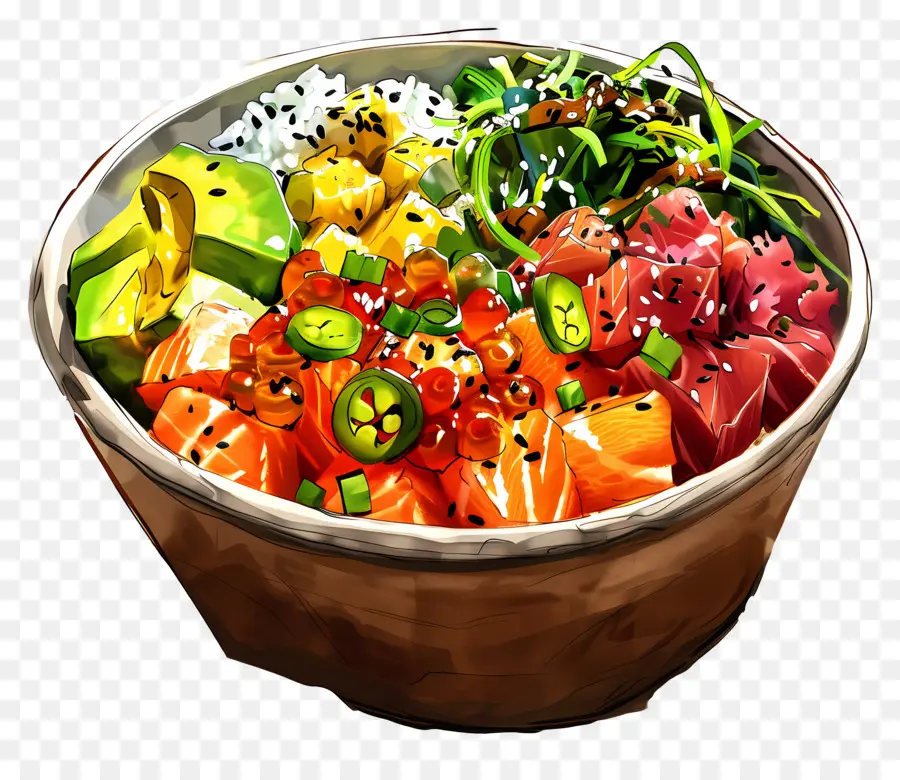 Poké Bol，Poke Bowl Coloré PNG