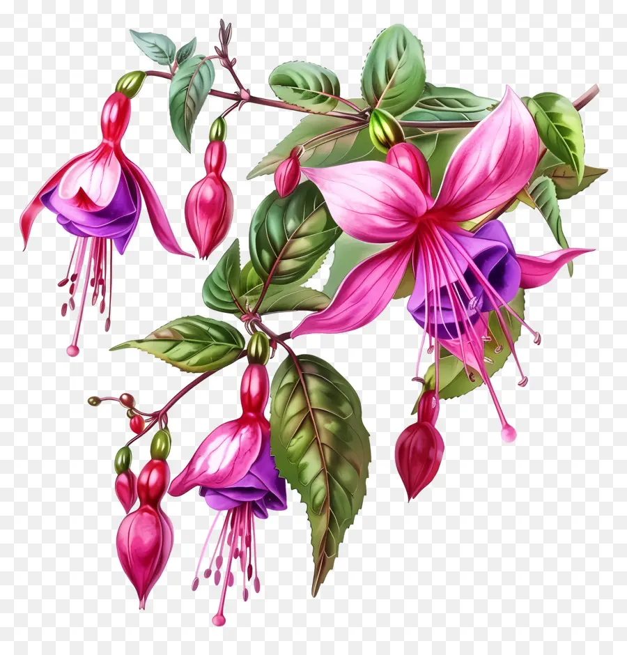 Fleurs Fuchsia，Fleurs Roses PNG