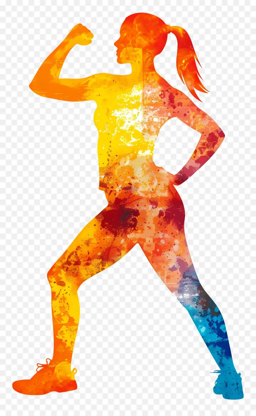 Silhouette De Femme Forte，Silhouette Colorée De Remise En Forme PNG