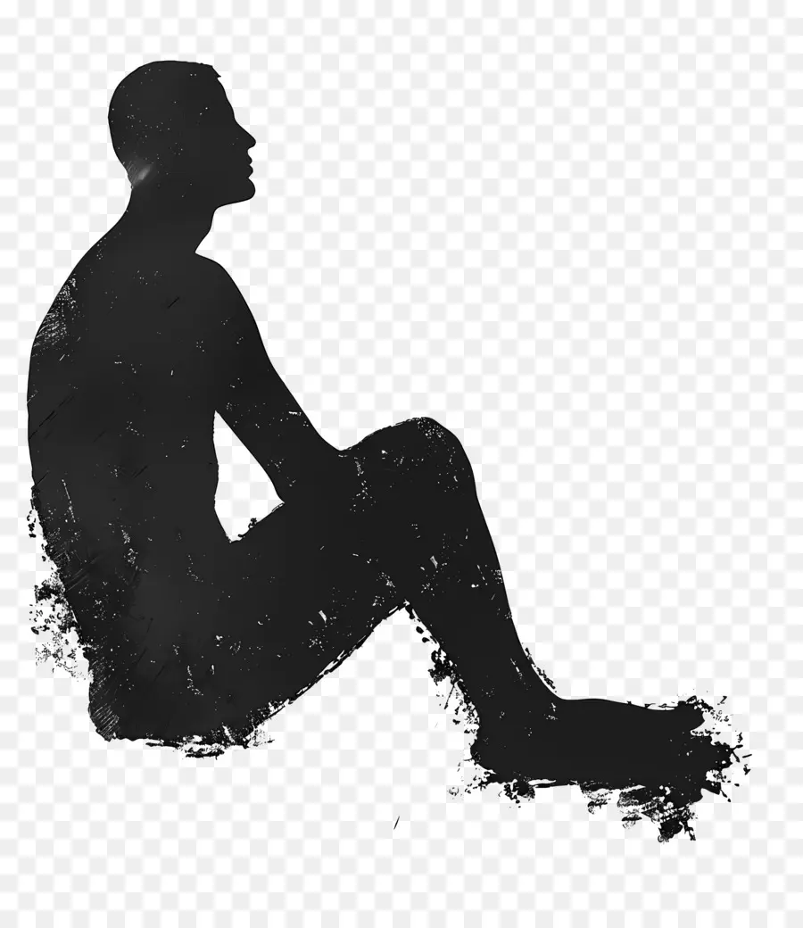 Silhouette Homme Assis，Silhouette D'une Personne PNG