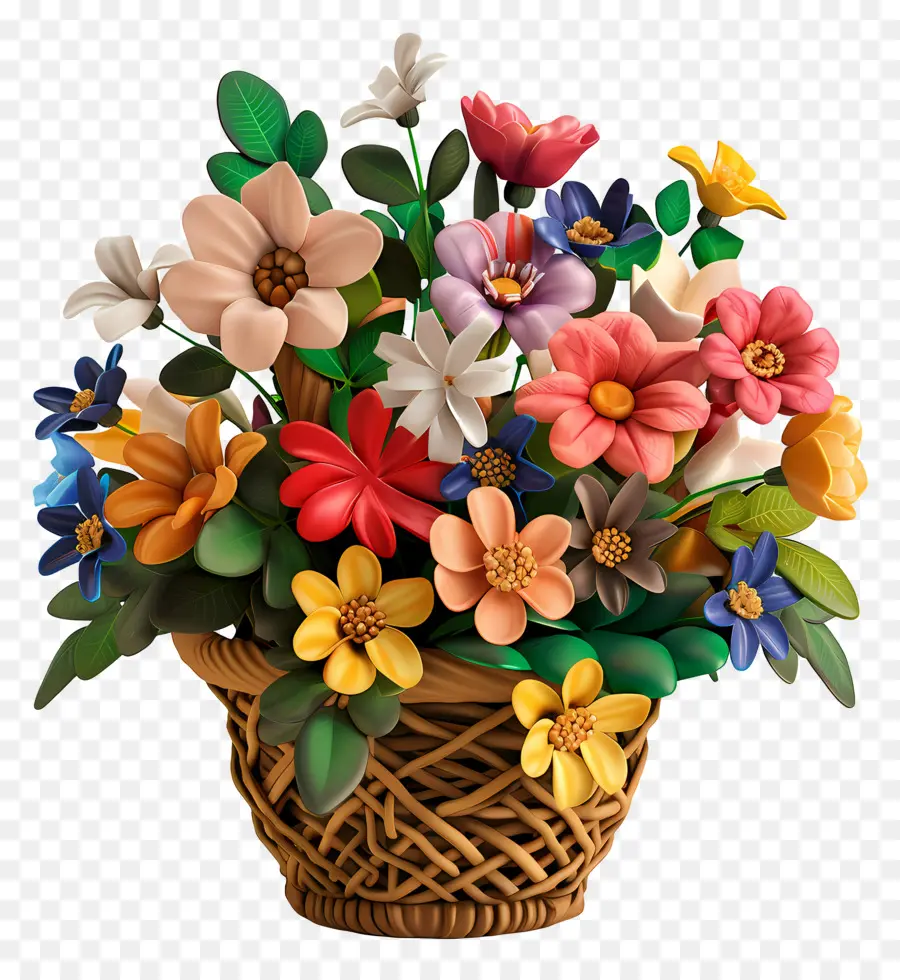 Fleurs Dans Un Panier，Panier De Fleurs PNG