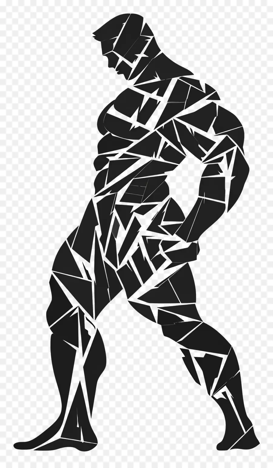 Silhouette D'homme Musclé，Figure Musculaire Abstraite PNG