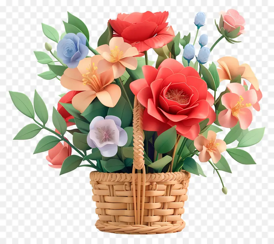 Fleurs Dans Un Panier，Panier De Fleurs PNG