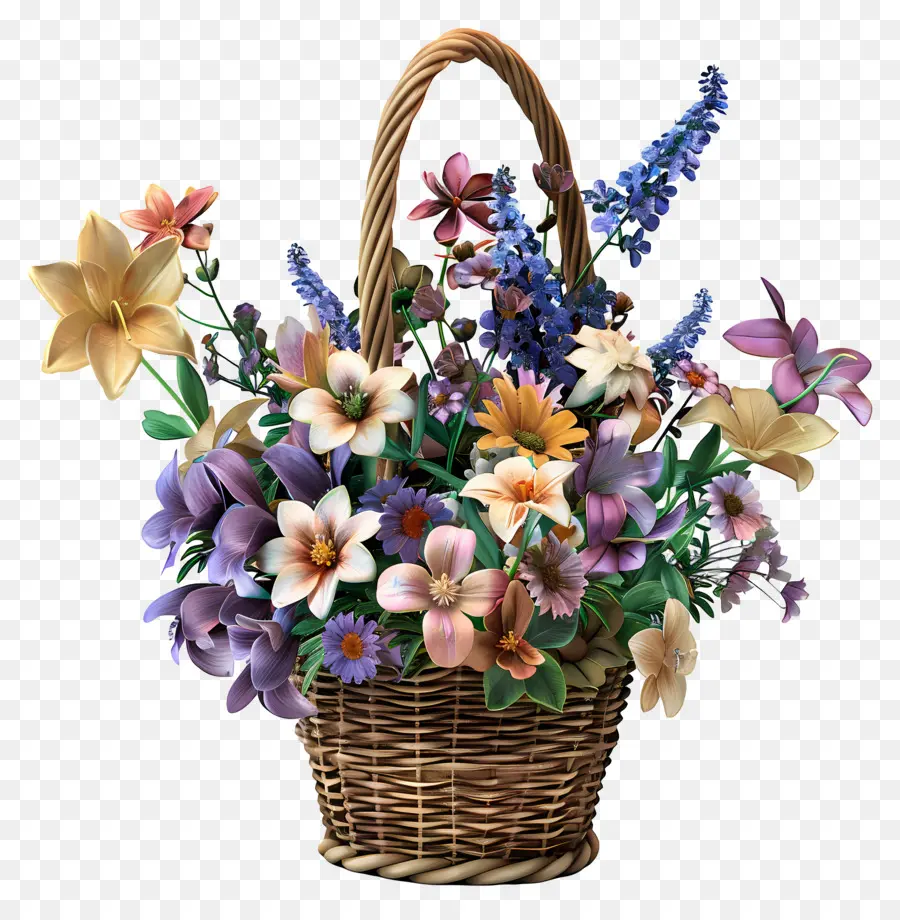 Fleurs Dans Un Panier，Panier De Fleurs PNG