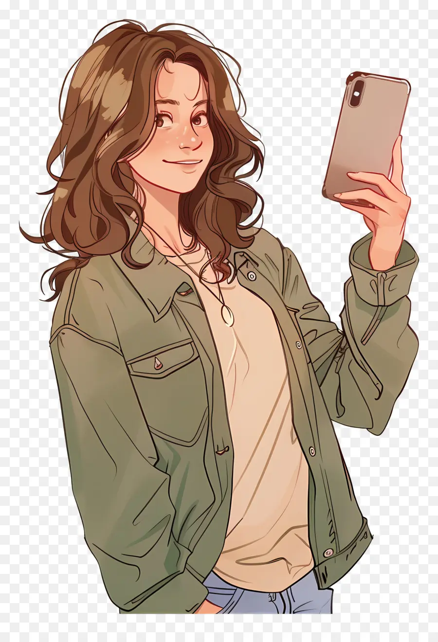 Femme Prenant Un Selfie，Fille Avec Téléphone PNG