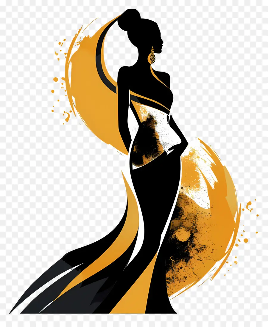 Silhouette De Femme élégante，Femme élégante En Robe PNG