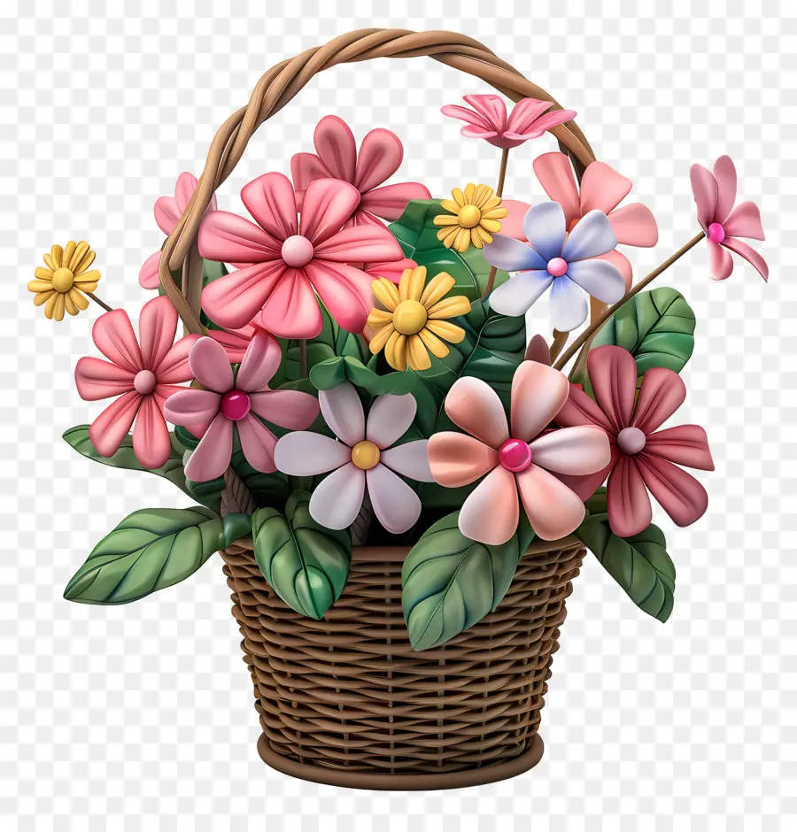 Fleurs Dans Un Panier，Panier De Fleurs PNG