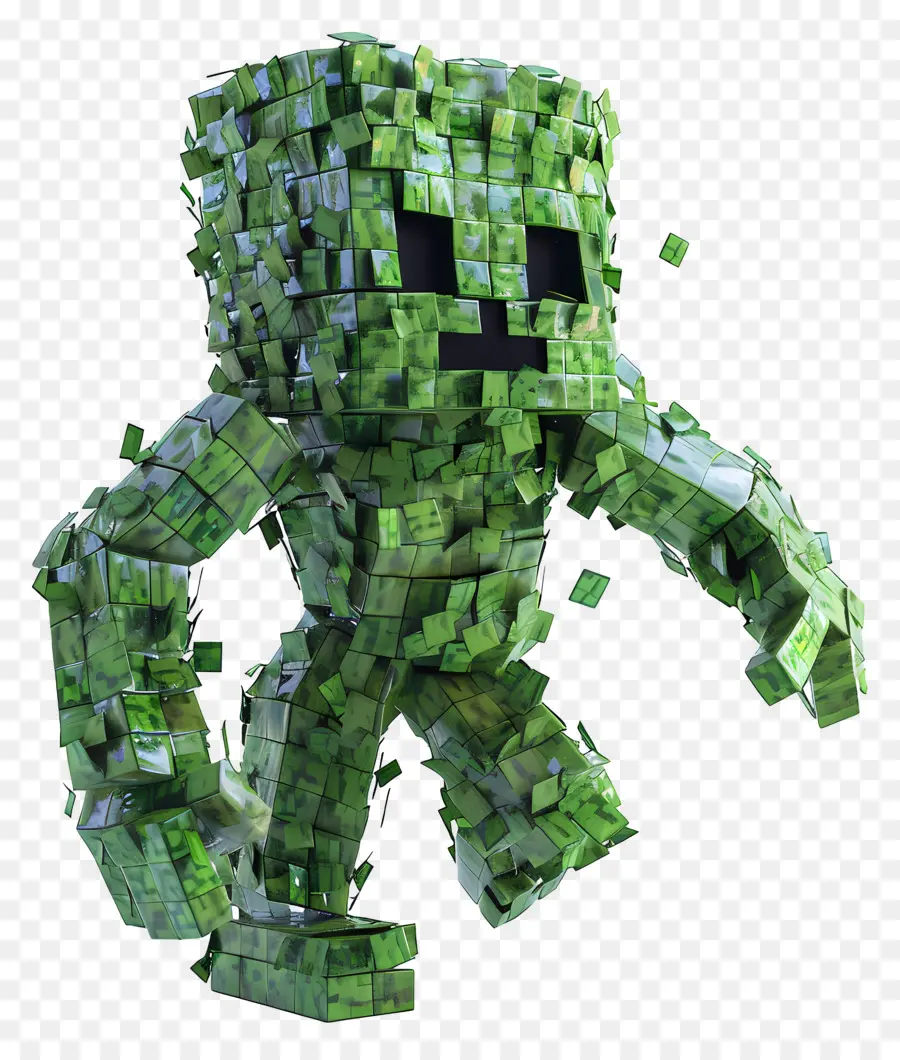 Minecraft Creeper，Créature Pixélisée PNG