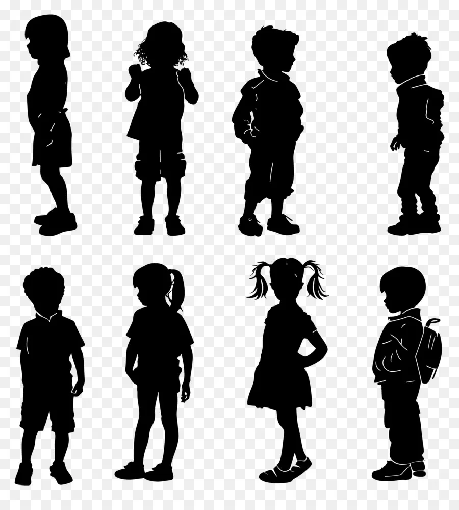 Silhouette D'enfants，Silhouettes D'enfants PNG