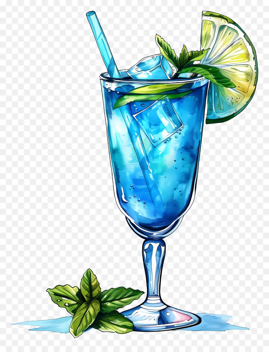 Cocktail Bleu，Verre PNG