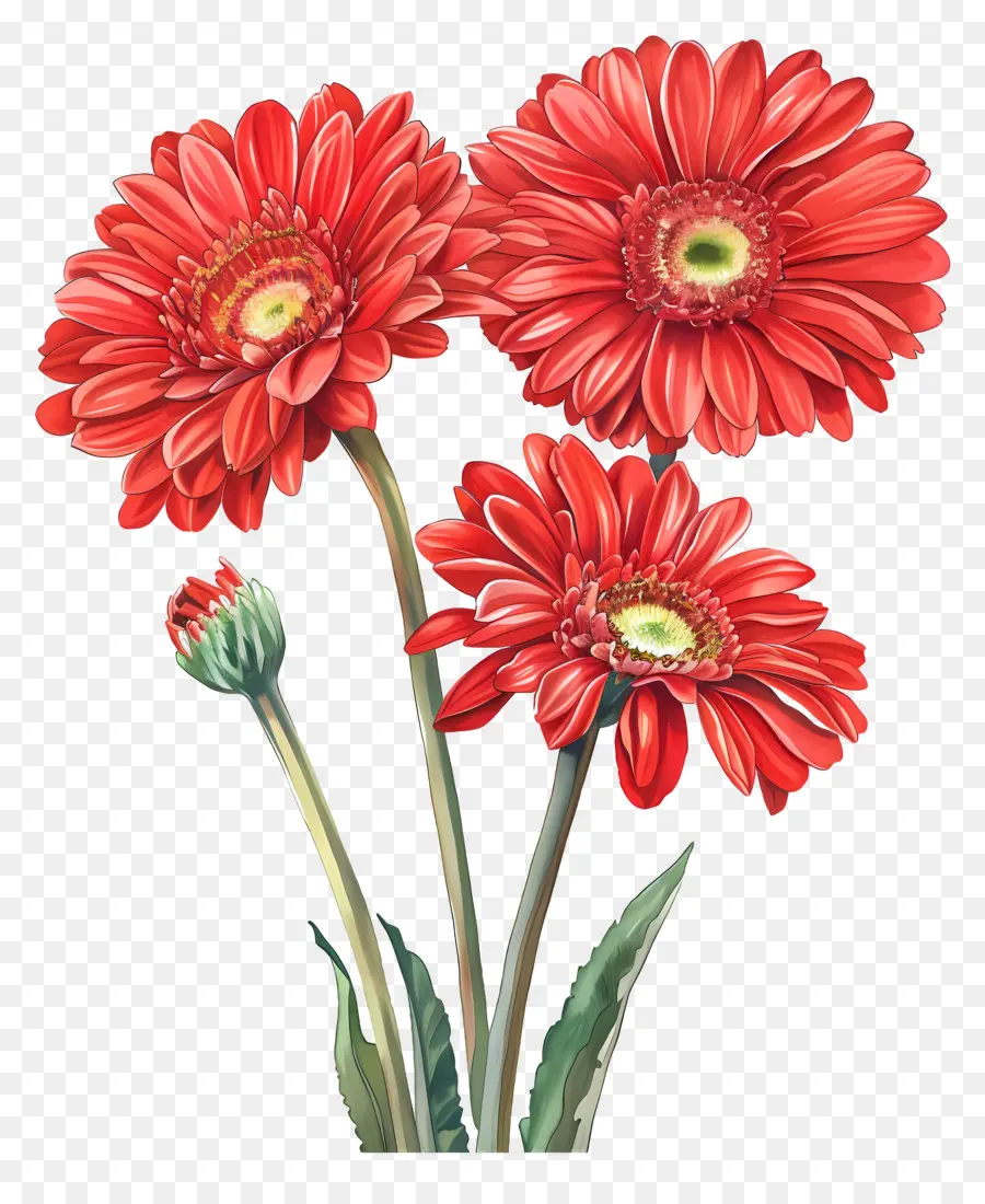 Fleurs De Gerberas，Fleurs Rouges PNG