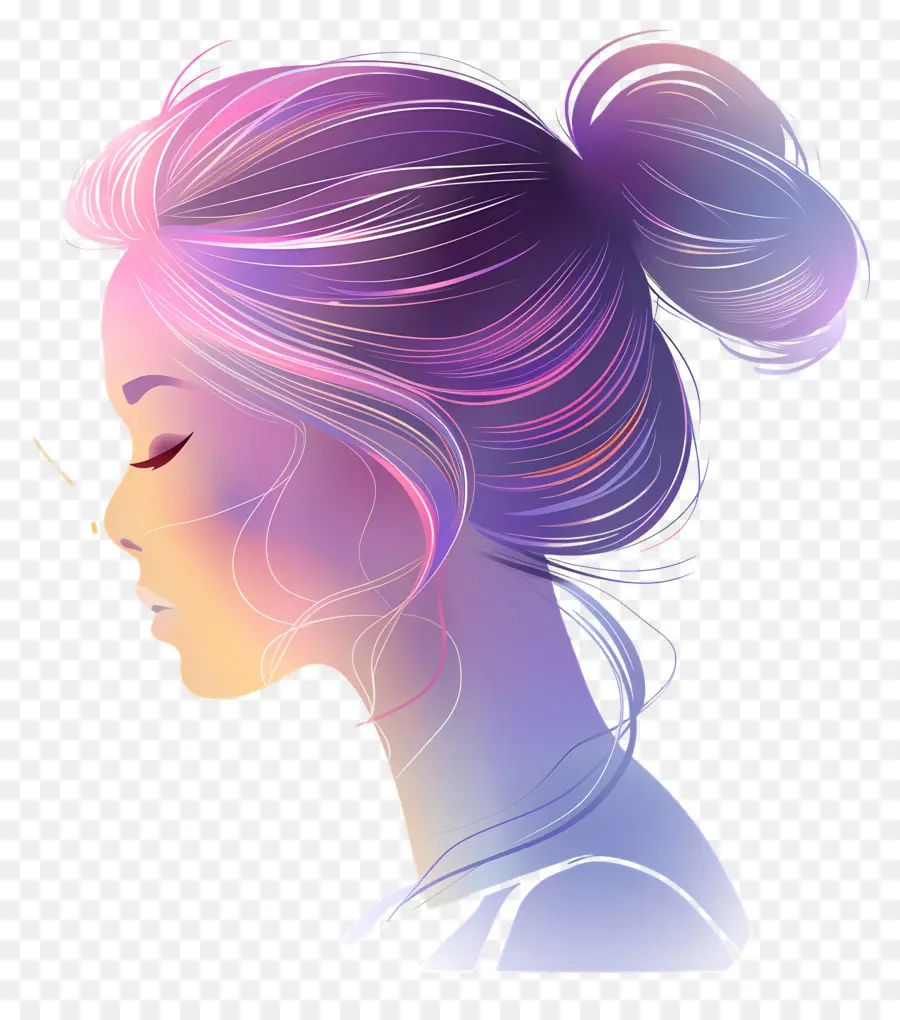 Silhouette De Femme De Beauté，Fille Aux Cheveux Colorés PNG