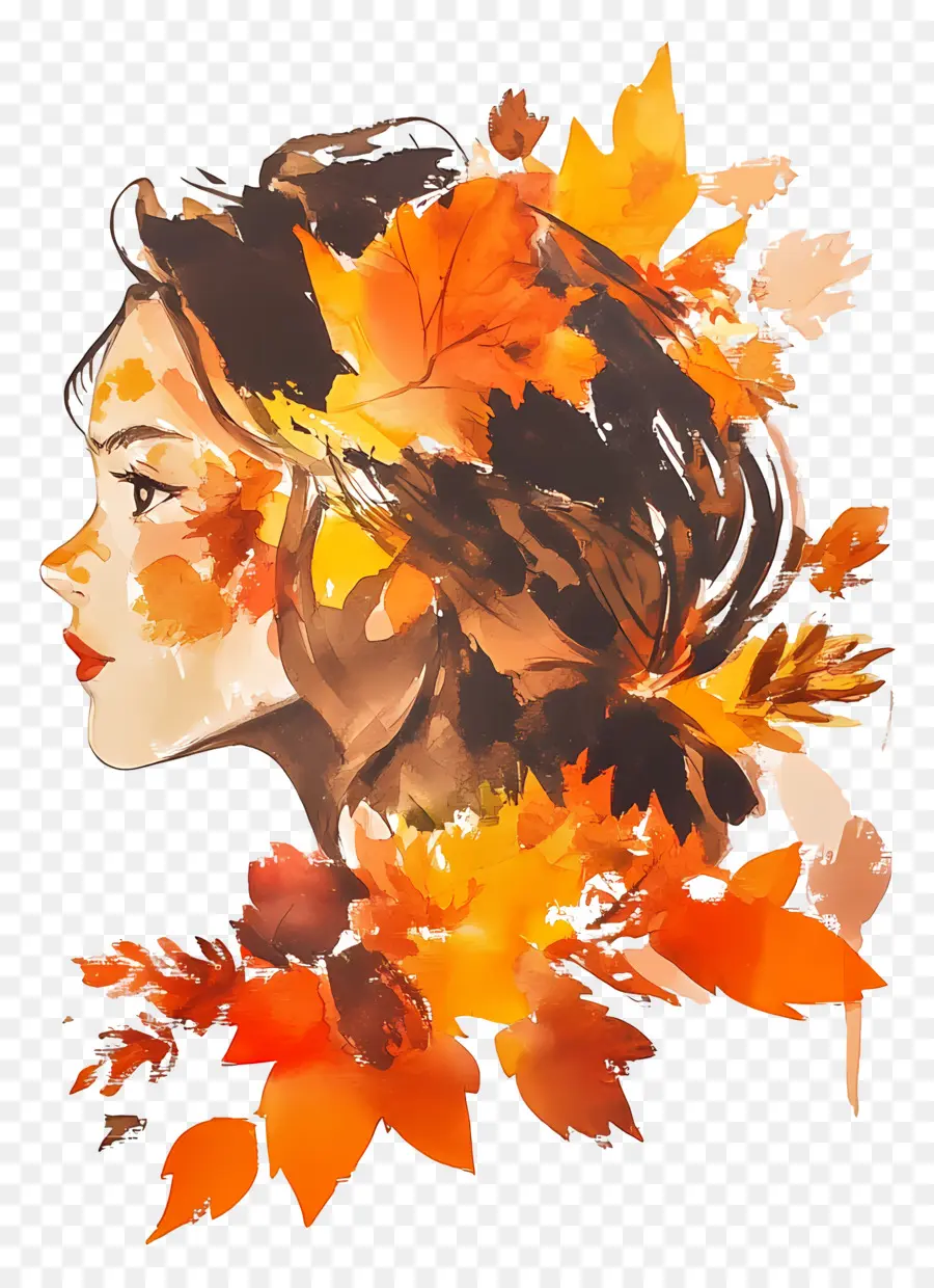 Fille D'automne，Feuilles D'automne PNG