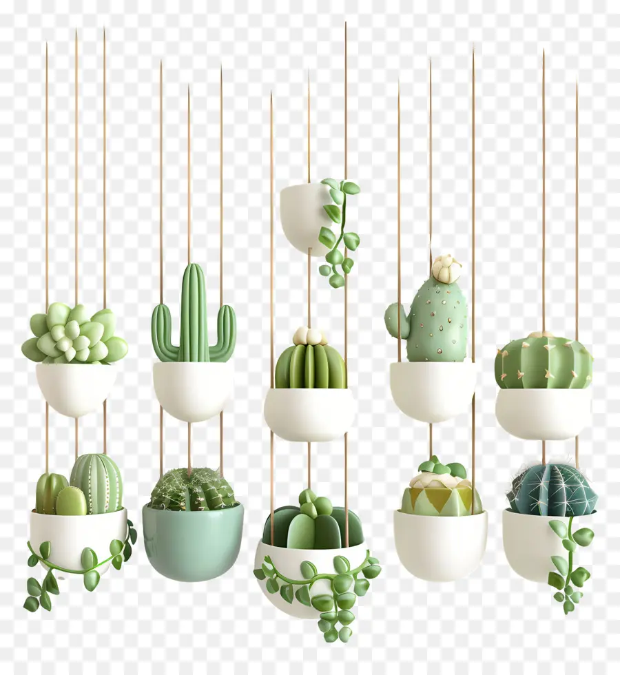 Cactus Suspendus，Plantes De Cactus Suspendues PNG