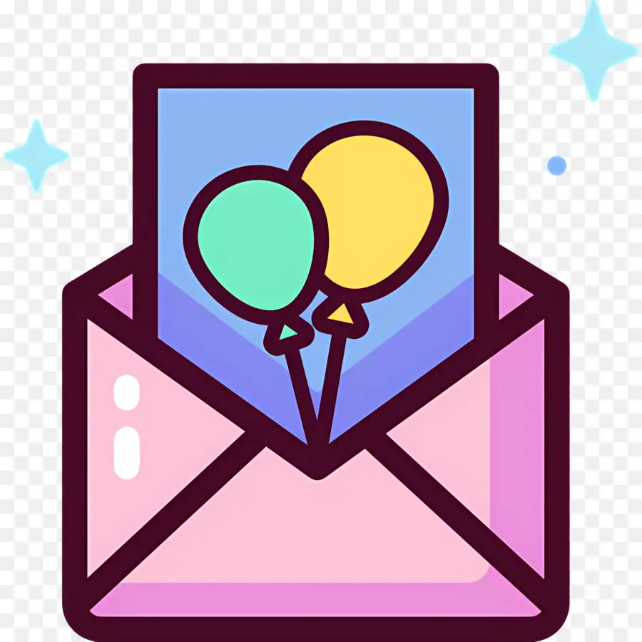 Lettre D'invitation，Carte D'invitation Avec Des Ballons PNG